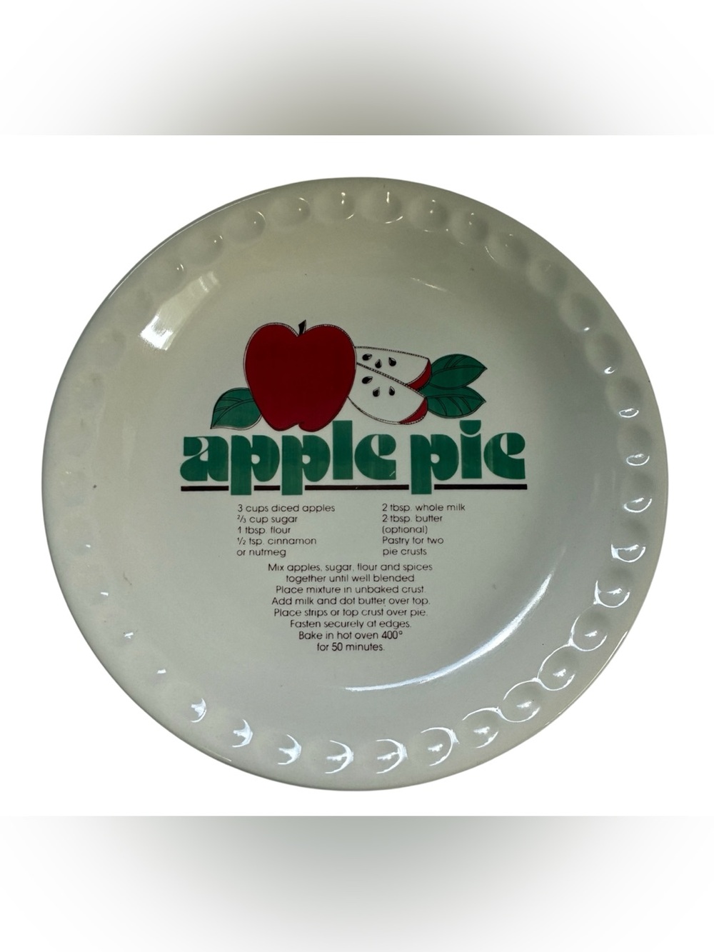 VINTAGE CERAMIC APPLE PIE PLATE
